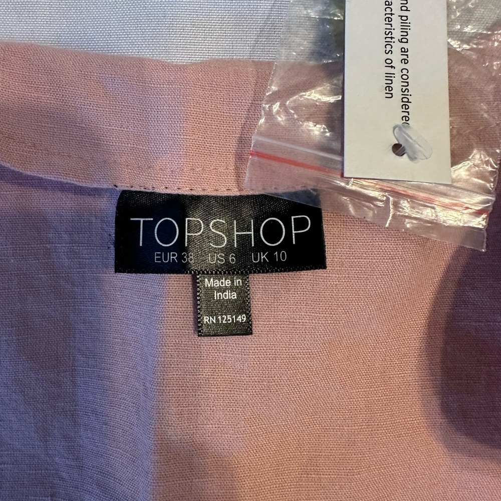 NWT TOPSHOP Blush Linen Blend Dress - SIZE 6 - Picture 4 of 9